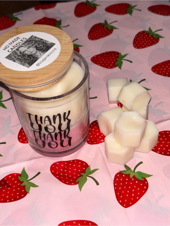 Ho Made Other - Handmade Thank You Strawberry and Cream Candle - With wax melts